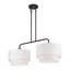 Grand lustre linéaire doré 2 lumières avec abat-jour en tissu blanc cassé fabriqué à la main-1353392263