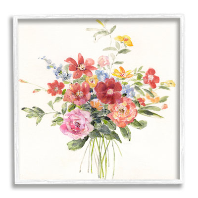 Bb-121-Fleurs mixtes encadrées sur bois par Sally Swatland