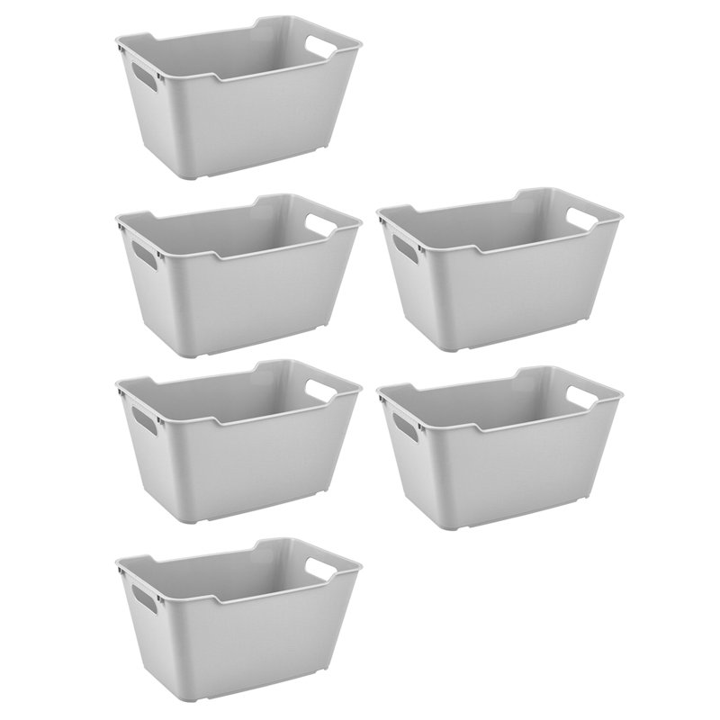 Set of 6 Lifestyle Storage Box Textured Surface - Nordic Grey, 12L