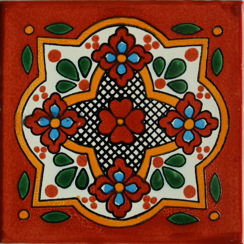 4.2" x 4.2" 9pcs TalaMex Tepupa Talavera Mexican Tile