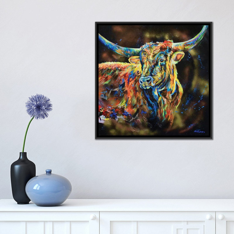 « the patron », reproduction sur toile, H 18 po x l 18 po x P 1,5 po, Toile avec cadre flottant noir, Pas de tapis