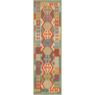 Tapis rectangulaire en laine noué à la main à motif sud-ouest de 8 pi 5 po x 9 pi 6 po Cedorah bleu / rouille