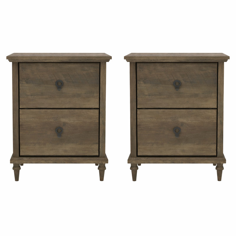 Aleana Traditional 21.5" H 2 Drawer Nightstand With Tapered Leg
