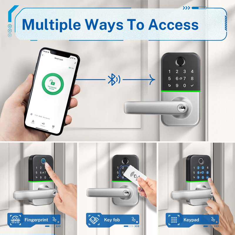 Keypad Smart Door Lock with Handle Keyless Entry Electronic Deadbolt Alternative Easy Installation
