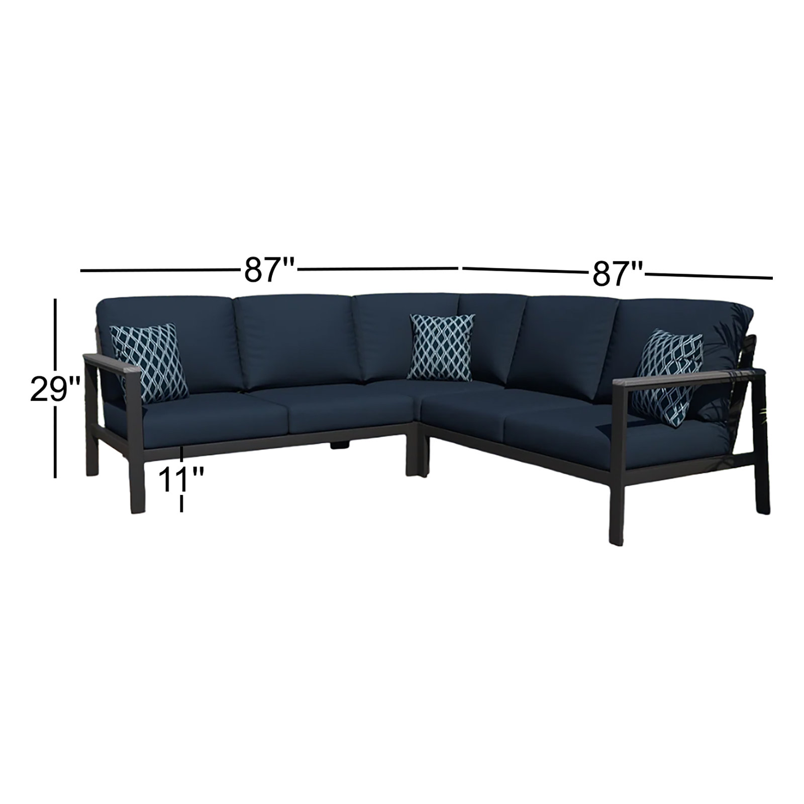 Townsend 87" Sunbrella® Patio Sectional, Canvas Navy Sunbrella® Canvas