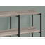 Console étroite étroite avec structure en métal noir et plateau en stratifié brun pour les entrées et les canapés, parfaite pour les espaces contemporains