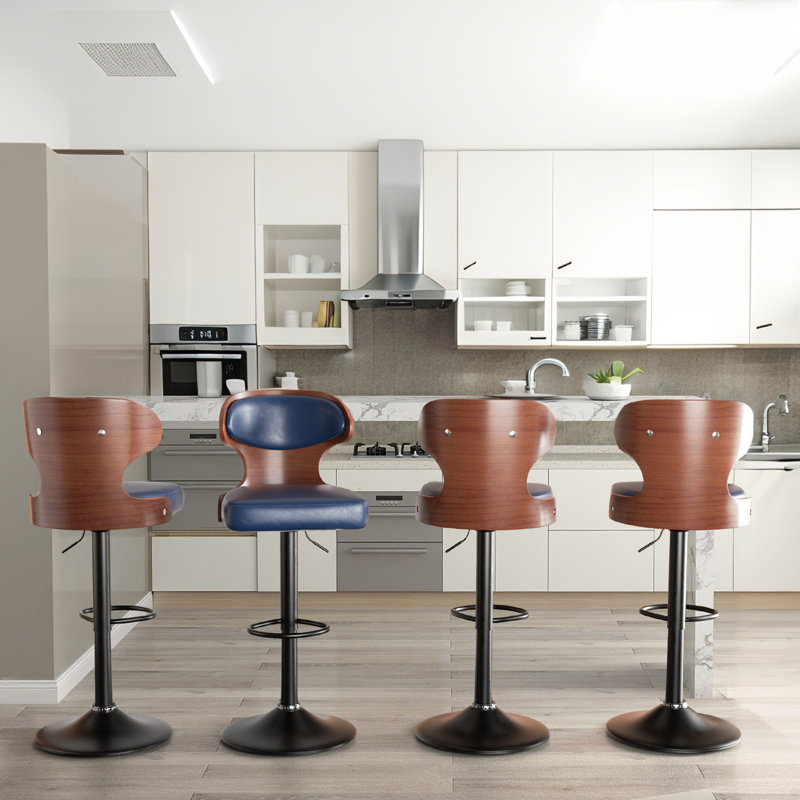 Bois moderne - Tabourets de bar réglables d'appoint, Bleu