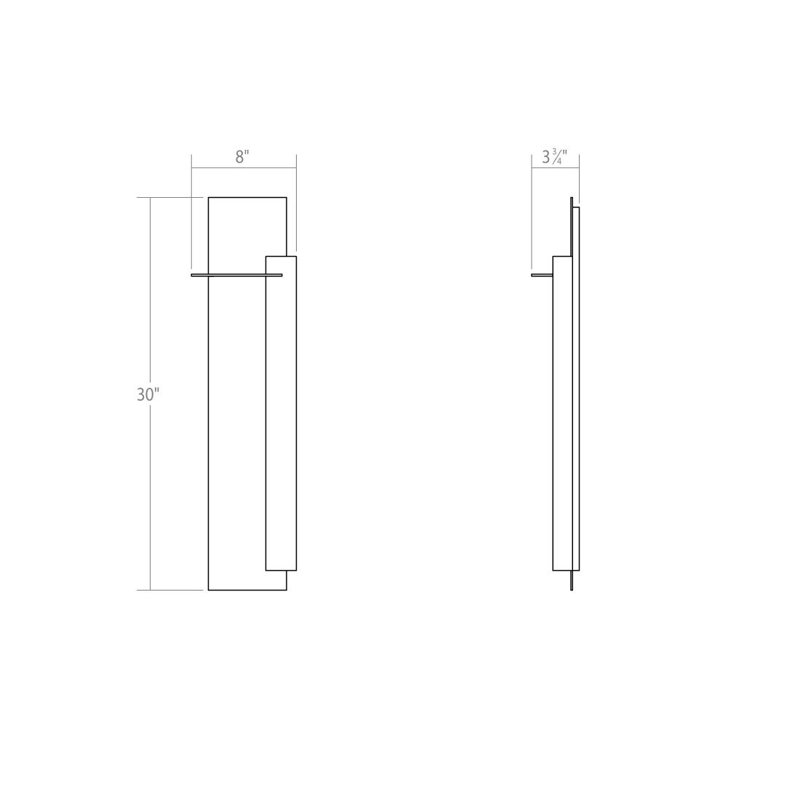 Backgate™ 1 - Light LED Flush Mounted Sconce, 30" H x 8.25" W x 3.75" D, Textured White