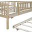 Lit de jour double en bois naturel avec lit gigogne et barrière de sécurité. Maximise l'utilisation de l'espace. . Aucun garde-corps requis. Offre une expérience de sommeil paisible. Durable.-531444655-531444659