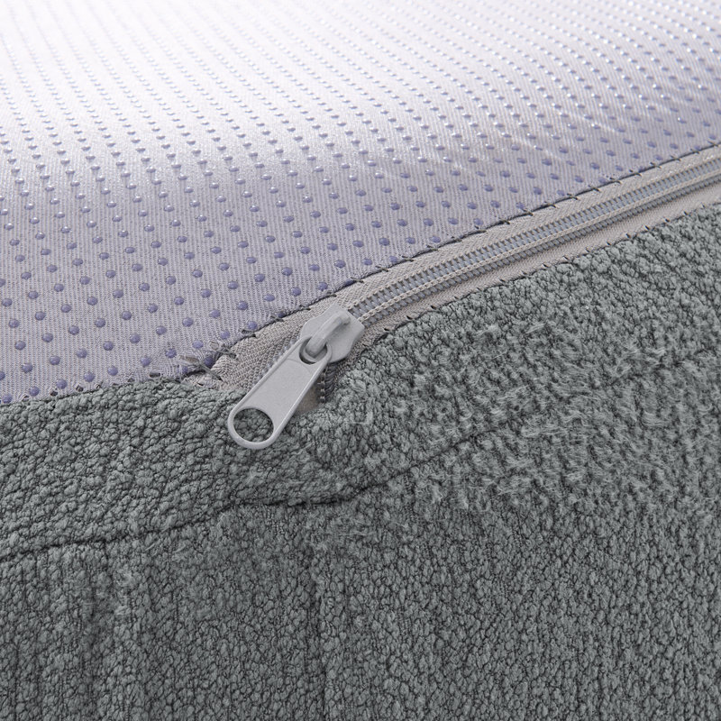 Moderne gris minimaliste incurvé en tissu de laine d'agneau, comprimé, sans assemblage, mousse à haute densité pour la chambre à coucher modulaire en laine modulaire, minimaliste, relaxante