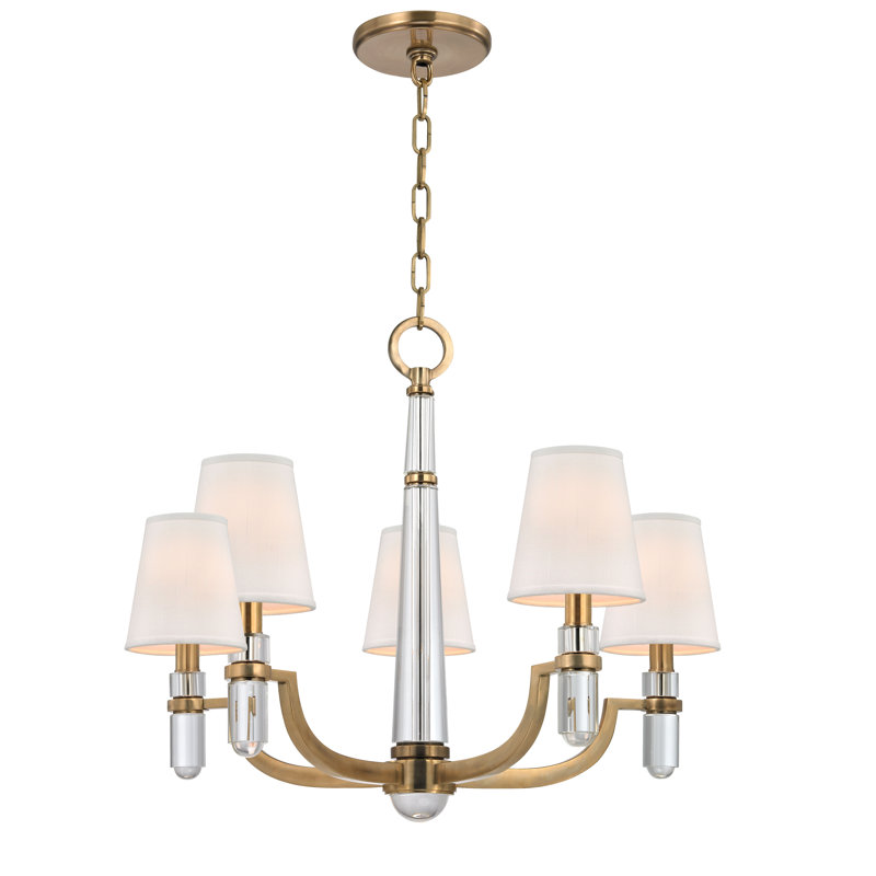 Dayton 5 - Light Classic / Traditional Chandelier, Aged Brass, White