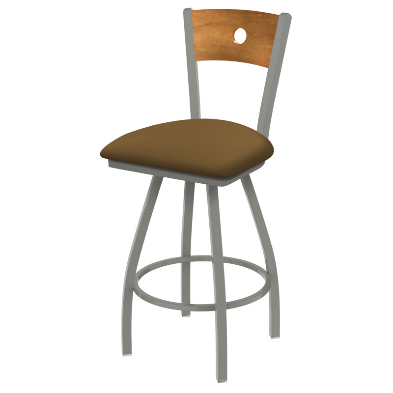 Tabouret pivotant Voltaire, Érable moyen, Nickel anodisé, Siège de selle Canter / dossier moyen en érable