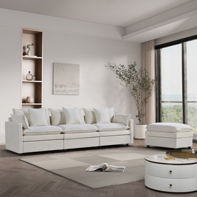 Canapé modulaire en L Chenille de 108,66 po avec méridienne convertible, canapé modulaire profond avec repose-pieds