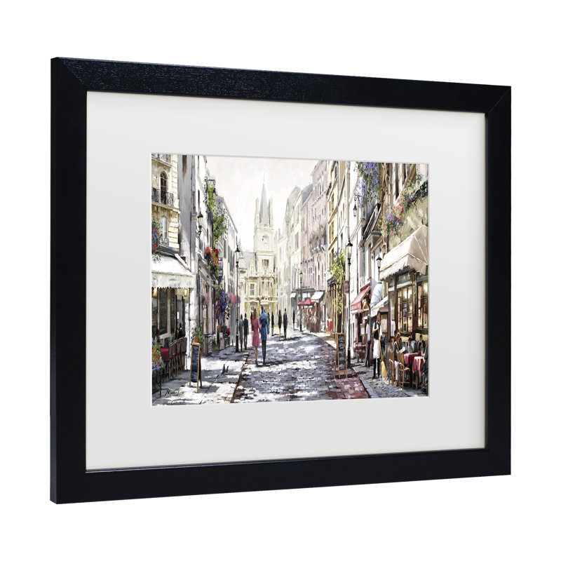 Impression rue ensoleillée, Cadre noir, H 11 po x l 14 po x P 0,5 po