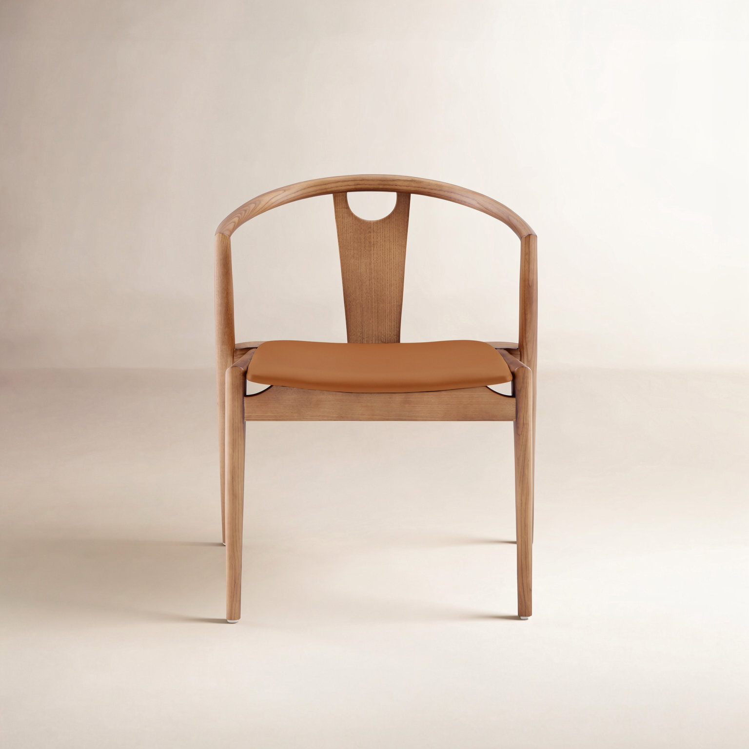 Ambra Vegan Leather Dining Chair, Dark Tan Faux Leather/Walnut Frame, 1