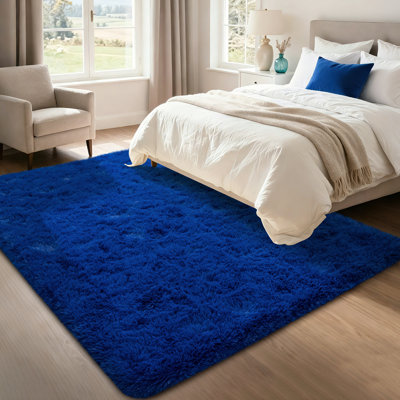 Super Soft BrightBlue Rug 9x12 ft, Oversized Living Room Rug, Thick Pile Rug, Fluffy Tufted Room Rug For Room Bedroom Large Cozy Fuzzy Rug Room Home Decor Aesthetic Soft Non Slip Rug Decor Aesthetic, Christmas Decor, Halloween Decor