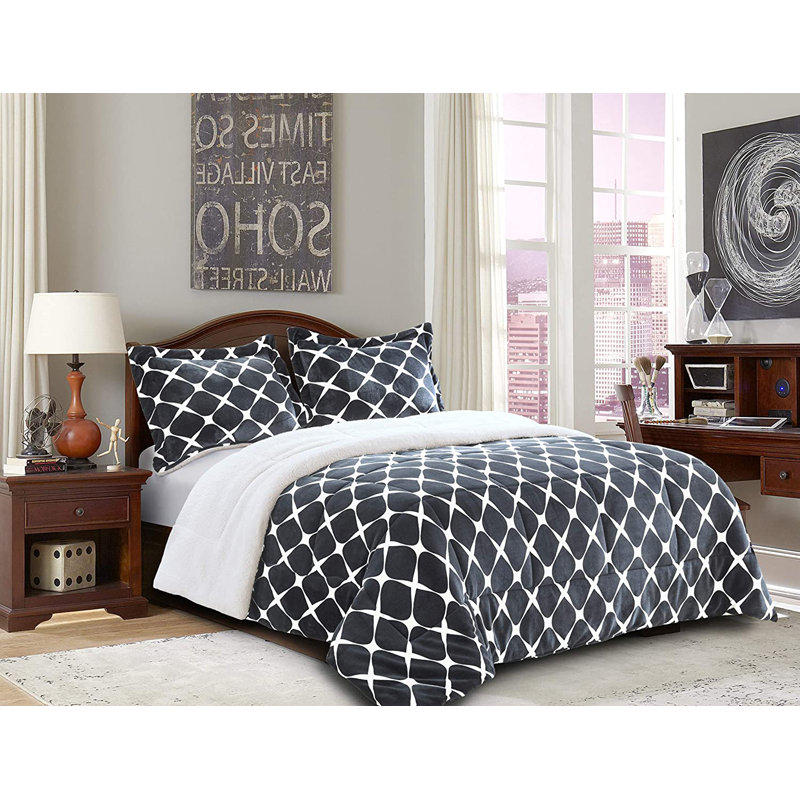 Geometric Shapes Comforter, Full Comforter, Grey