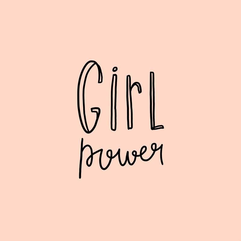 «Pink Girl Power» - Art textuel, H 20 po x l 20 po, Encadrement argenté, Non