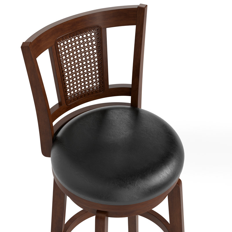 Tabouret de bar pivotant rembourré de 76 cm (30 po) avec cadre en bois massif et siège en similicuir pour la cuisine (ensemble de 2)