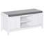 Le repose-pieds de rangement pour hall d'entrée avec portes coulissantes, tablettes réglables, 6 compartiments et siège rembourré peut contenir 10 paires-435654187