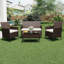 Ensemble de mobilier d'extérieur 4 pièces, ensemble de conversation en rotin avec table basse, beige brun-264921532-264921533