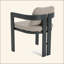 Chaise de patio d'extérieur en aluminium, ensemble de 2, finition noire avec coussin beige
