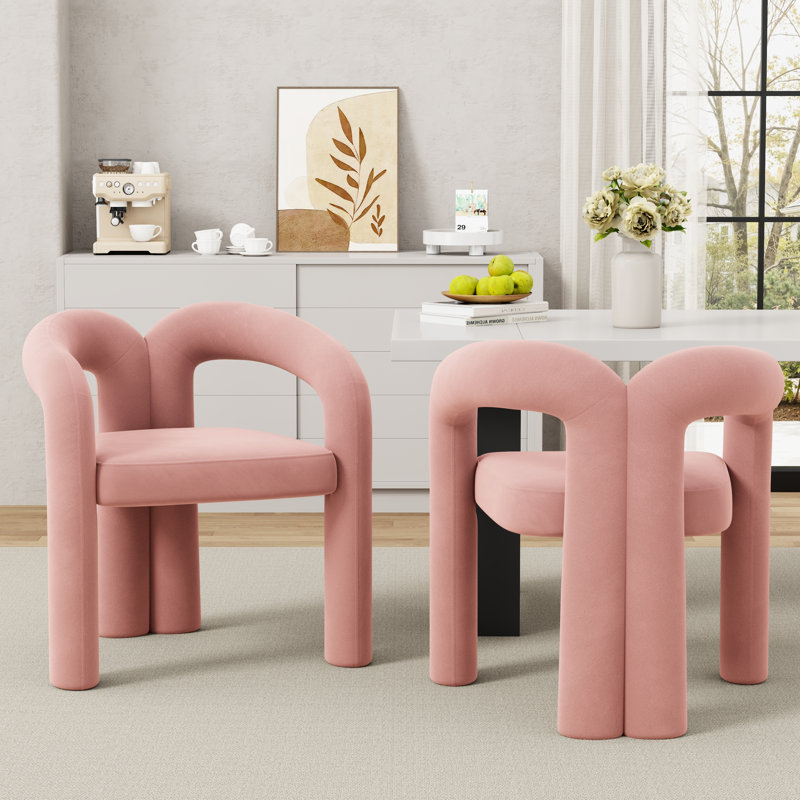 Chaises de salle à manger rembourrées Modern, 2, Pink