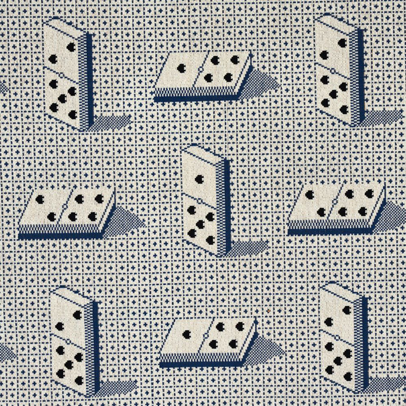 Tissu Domino Épinglé, Bleu et noir