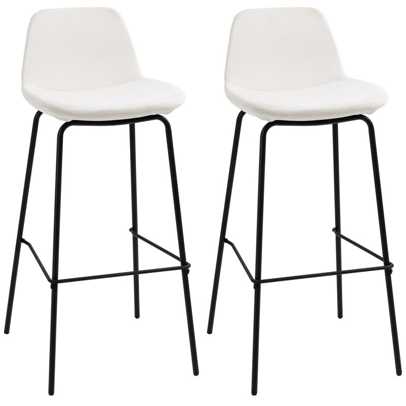 Everleaner Upholstered Counter Stool with Metal Frame, White