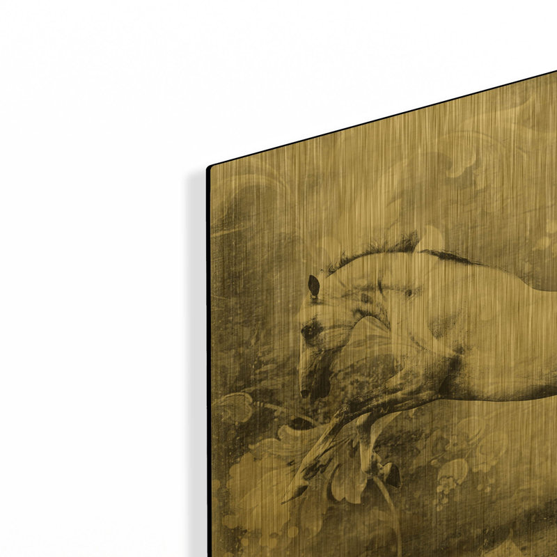 Tableau mural en métal doré « Cheval blanc » de GraphINC, 40,6 x 30,5 cm, 16"x12"