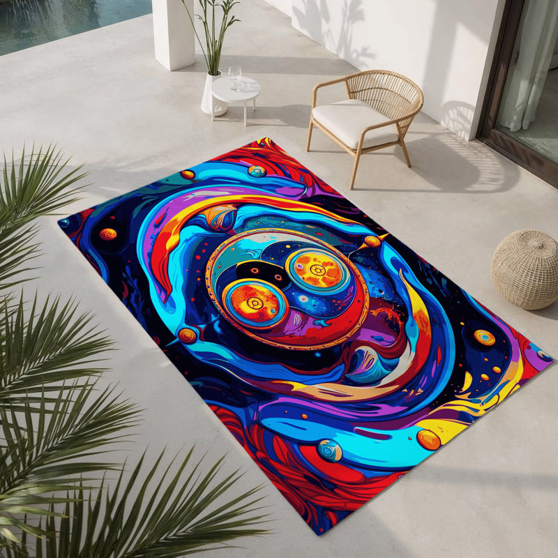 Optical Oasis Indoor And Outdoor Area Rug, Rectangle 5' x 7'