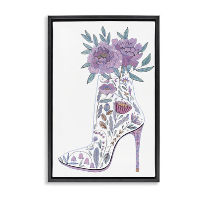 Floral Heel Bouquet Framed Floater Canvas by Melissa Wang