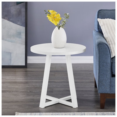 Table d'appoint ronde moderne en bois Modern Harmony, blanc - 22 po