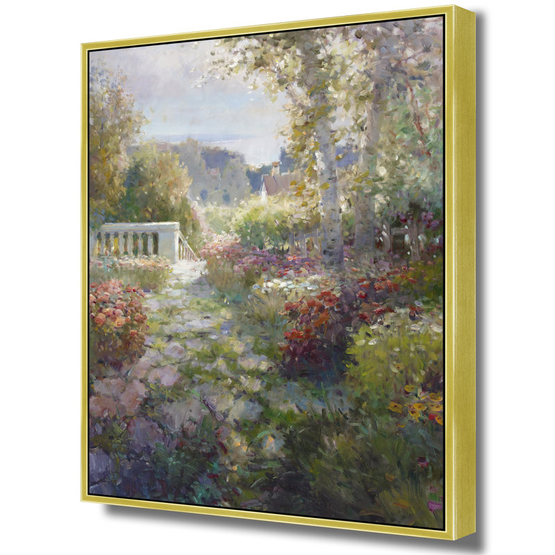 Garden Stairway To Morning Print, 42" H x 32" W, Gold