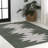 Katriel Minimalist Geometric Machine-Washable Dark Green/Light Gray Rug-610079110