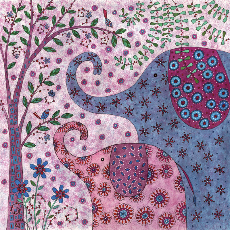 Elephant Talk by Kim Conway - Wrapped Canvas Painting, 91cm H x 91cm W