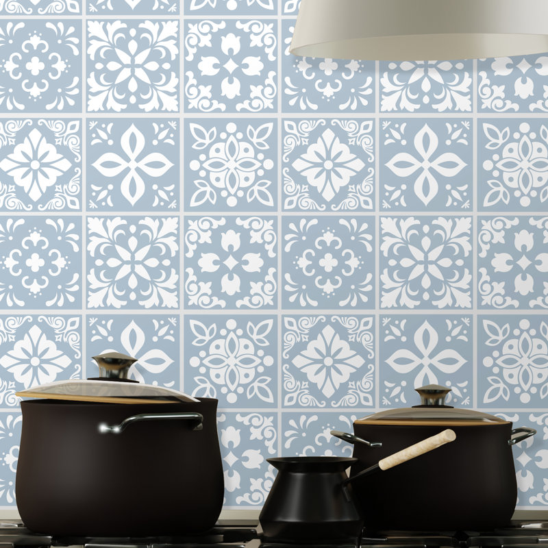 Collinward 15cm W x 15cm L PVC Peel and Stick Mosaic Tile, Blue Grey