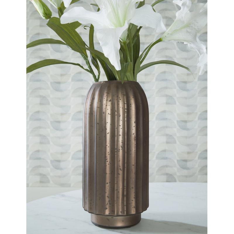 Matte Brown Fluted Glass Table Vase