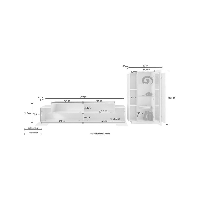 Calyse Rectangle Accent Cabinet, White