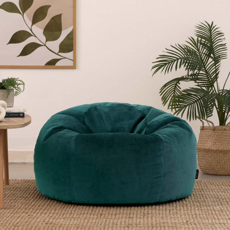 icon Kingston Classic Velvet Bean Bag Chair Taupe Bean Bags, Teal Green