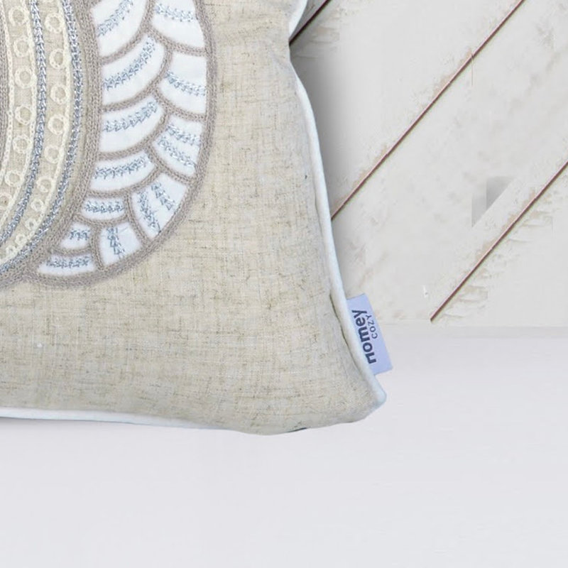 Coussin en dentelle brodée citrouille, Carré 20 po, Naturel