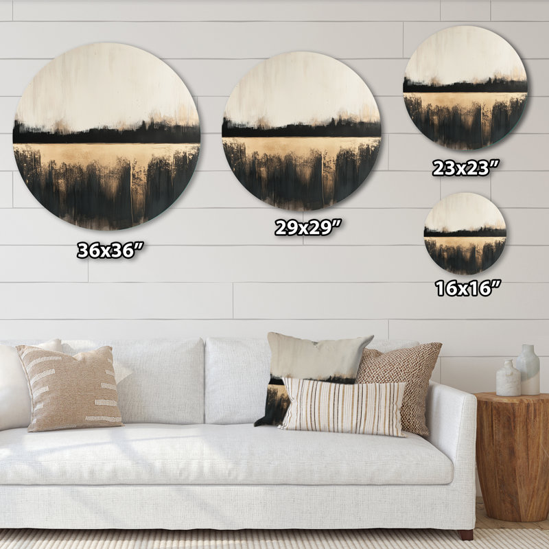 Jahliyah - Décoration murale abstraite ronde transitionnelle en métal, L 29 po x H 29 po