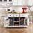 Kitchen Island With Drop Leaf, Power Outlet, Door Internal Storage Rack, Rolling Kitchen Cart On 5 Wheels With 5 Open Side Racks For Kitchen, Dining Room(Not Include Bar Stools)-2043777332