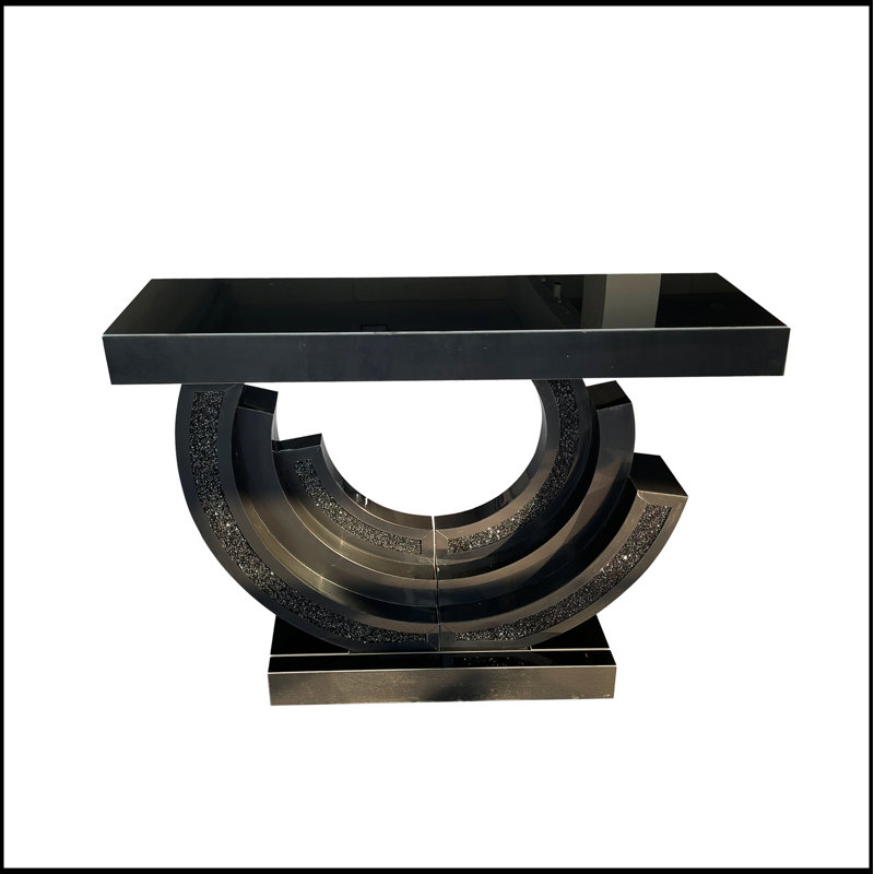 Mirrored Glass Console Table With Diamond Crush Design For Entryway And Living Room, Enhancing Light And Luxury
