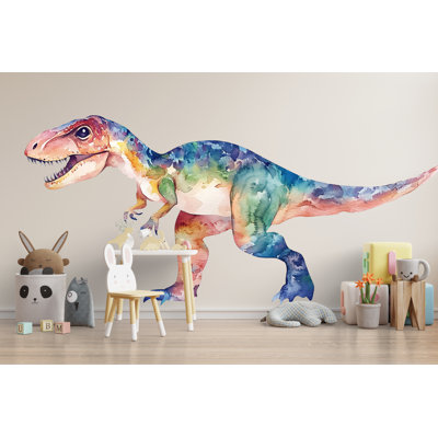 Dinosaur Nursery Wall Art, Watercolor Dino Wall Decor, T Rex Kids Room Art, Dinosaur Wall Mural, Modern Nursery Decor 139Mv