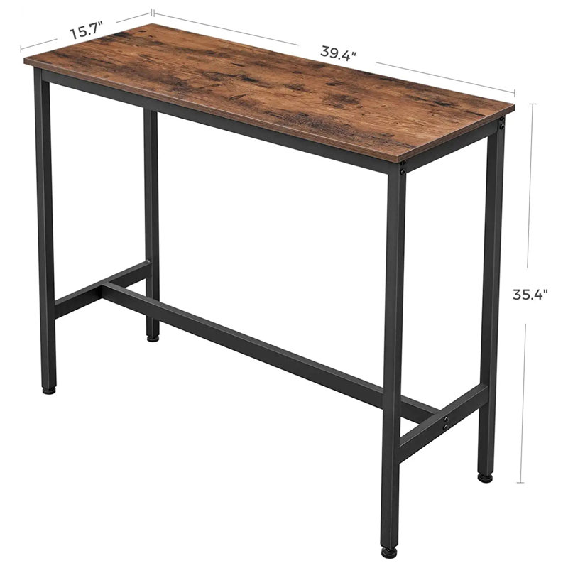 Table de bar, table de bar étroite étroite, table de salle à manger de cuisine, table de pub haute, structure en métal robuste, design industriel