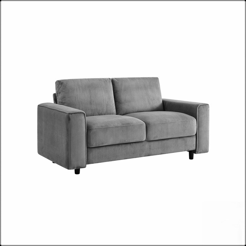 Modern Minimalist 2-Seater Corduroy Sofa, Grey, Wrinkle-Resistant And Comfortable For Daily Home Use, Gray