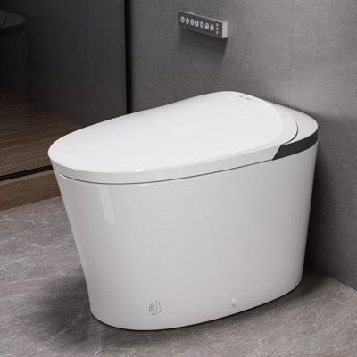 Smart Bidet Toilet Tankless with Booster Pump, Auto/Foot Sensor Flush, Power Outage Flush, Warm Wash