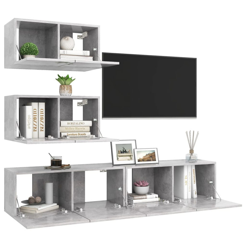 Azazel TV Stand for TVs up to 32", Concrete Grey, 160cm
