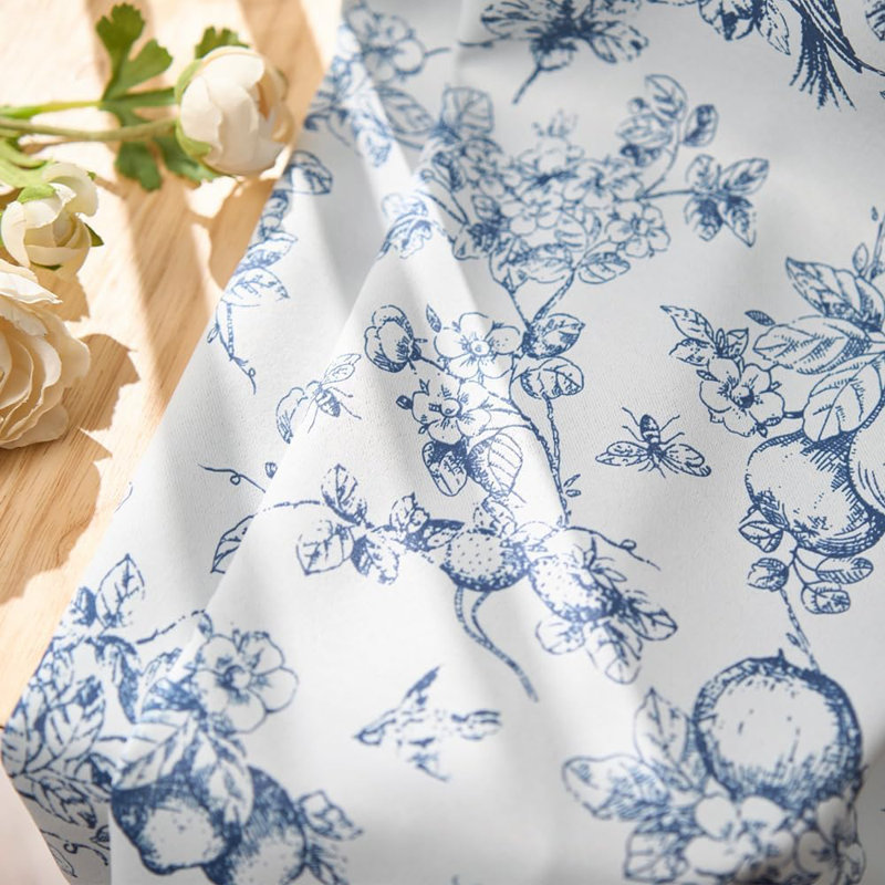 Rideaux occultant avec passe-tringle, L 50 po x L 96 po, Bleu floral